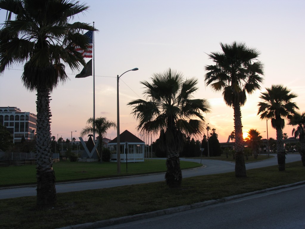 Veterans Memorial at sunset