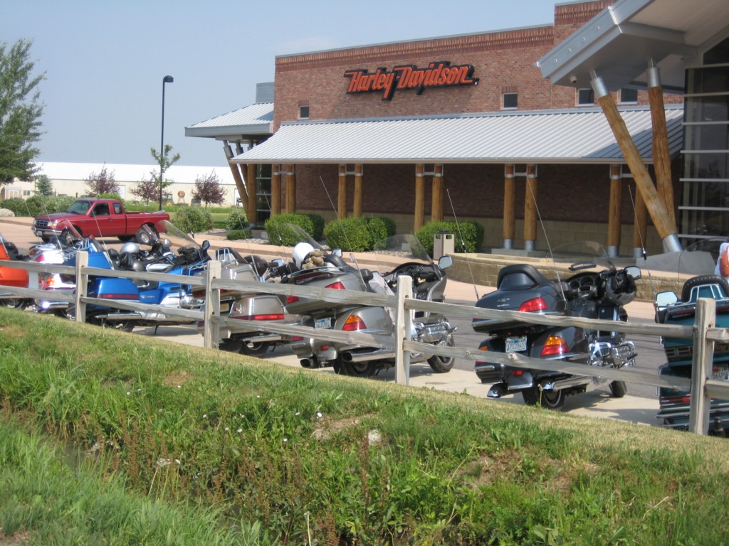 Harley dealer in Billings MT, with nothing but Goldwing's out front!